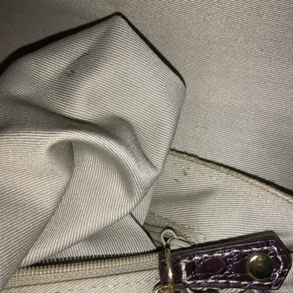 Etienne Aigner Linen and Faux Leather Croc Embossed Shoulder Bag/Purse Tan/brown - Picture 9 of 15